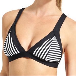 Athleta Montauk Black/White Striped Bikini Top